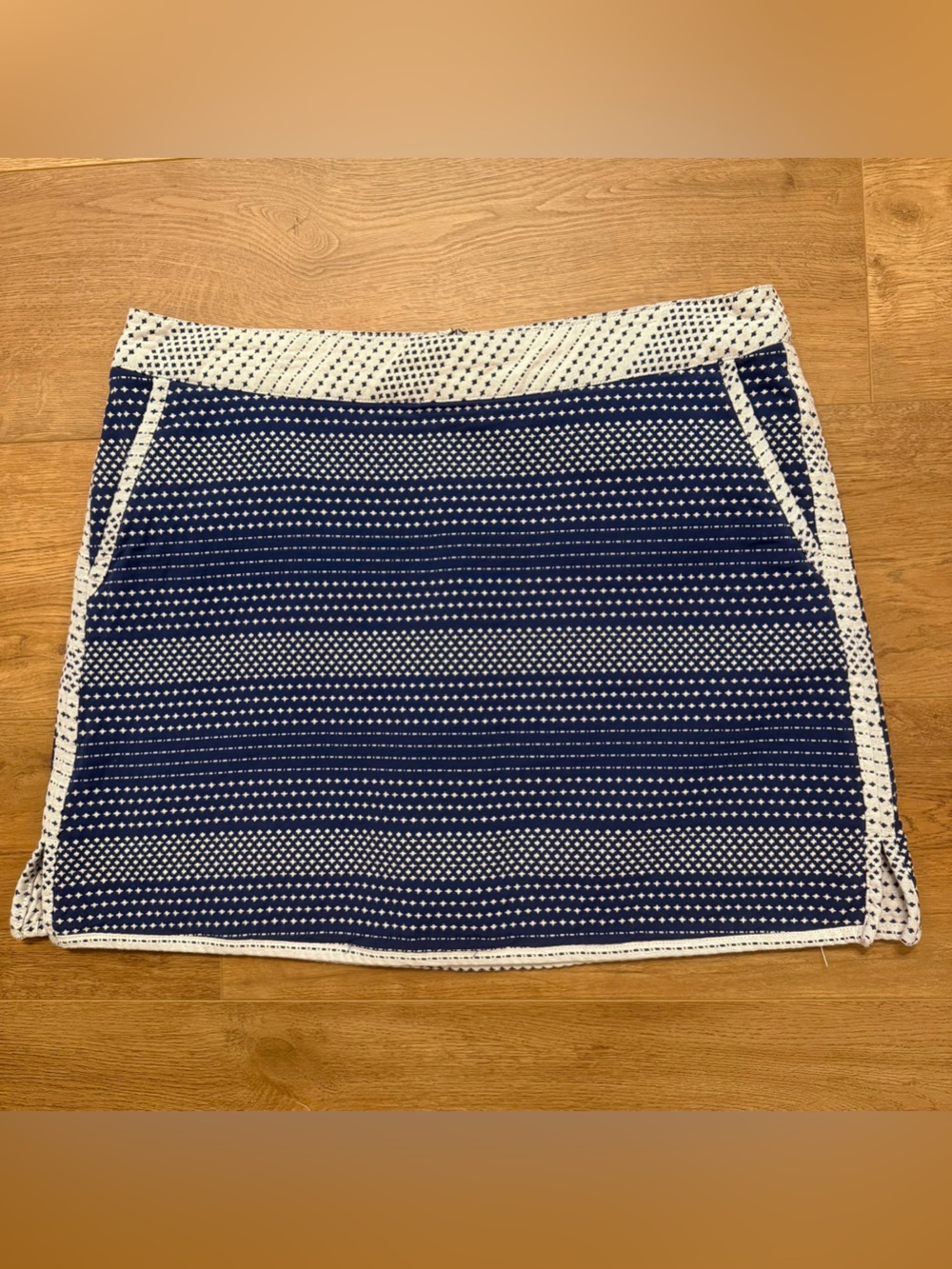 Lady Hagen Women's Golf Skort, Blue & White Geometric, Built-In Shorts, Size 12